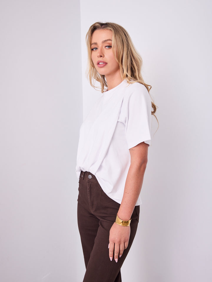 AMBER TUCK TEE - WHITE