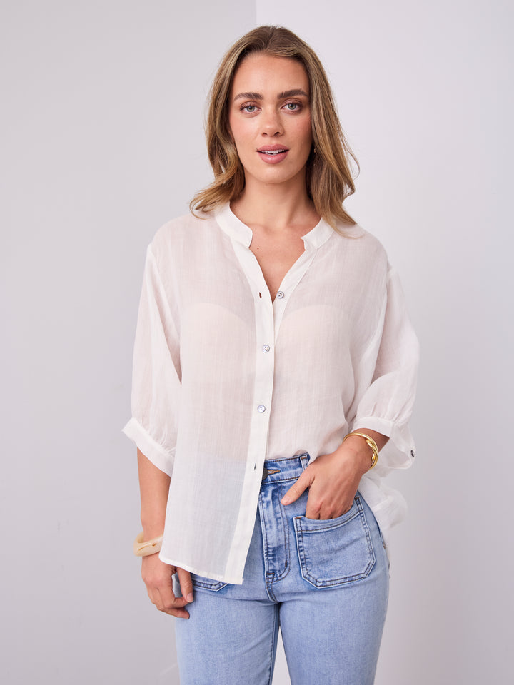 CATHY LINEN SHIRT - WHITE