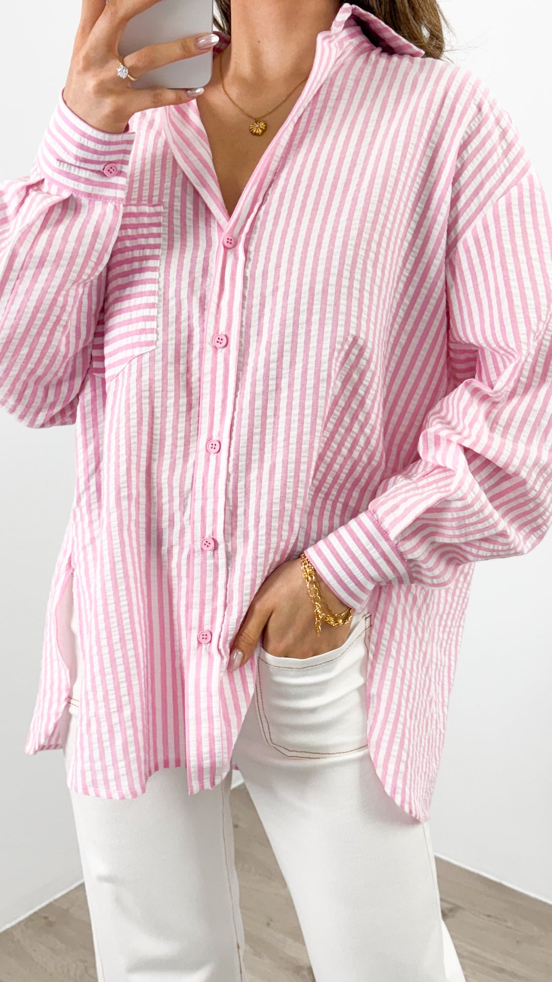 THURSDAY STRIPE SHIRT - PINK