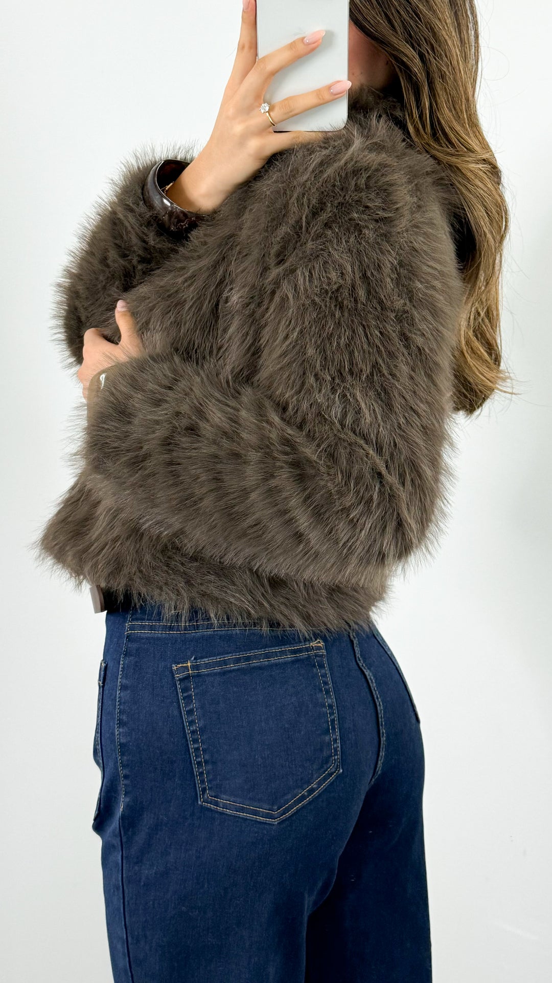 CHICAGO FAUX FUR JACKET - MOCHA
