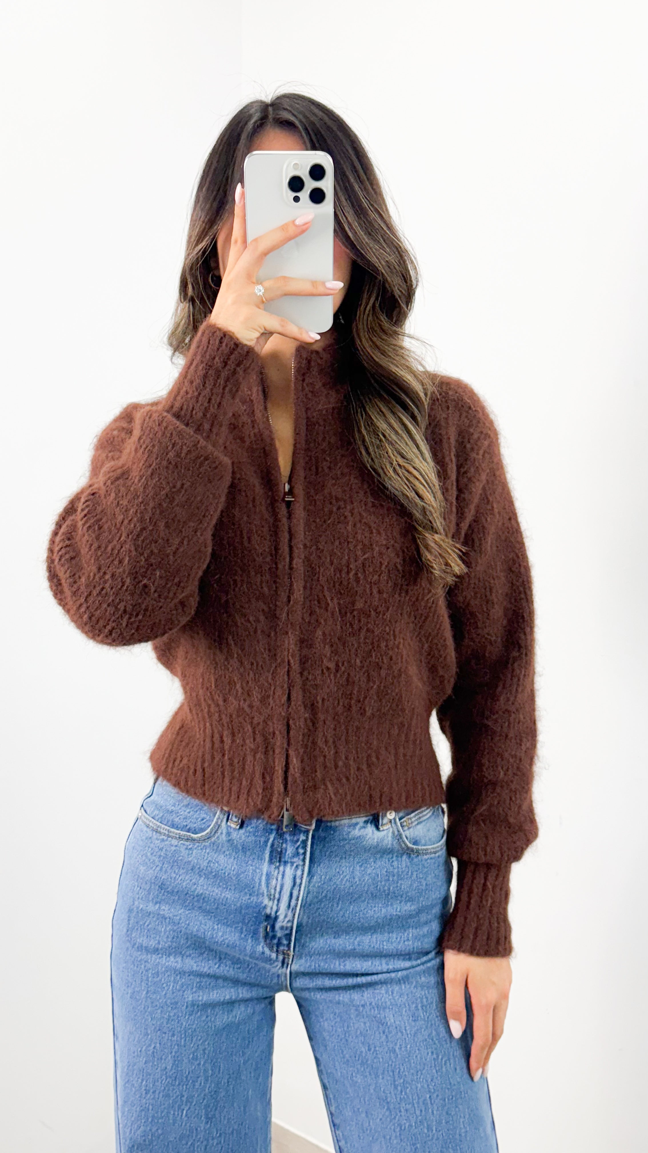 NOAH ZIP KNIT - CHOCOLATE