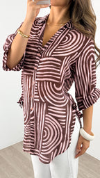 SHANI SHIRT - PINK/CHOCOLATE