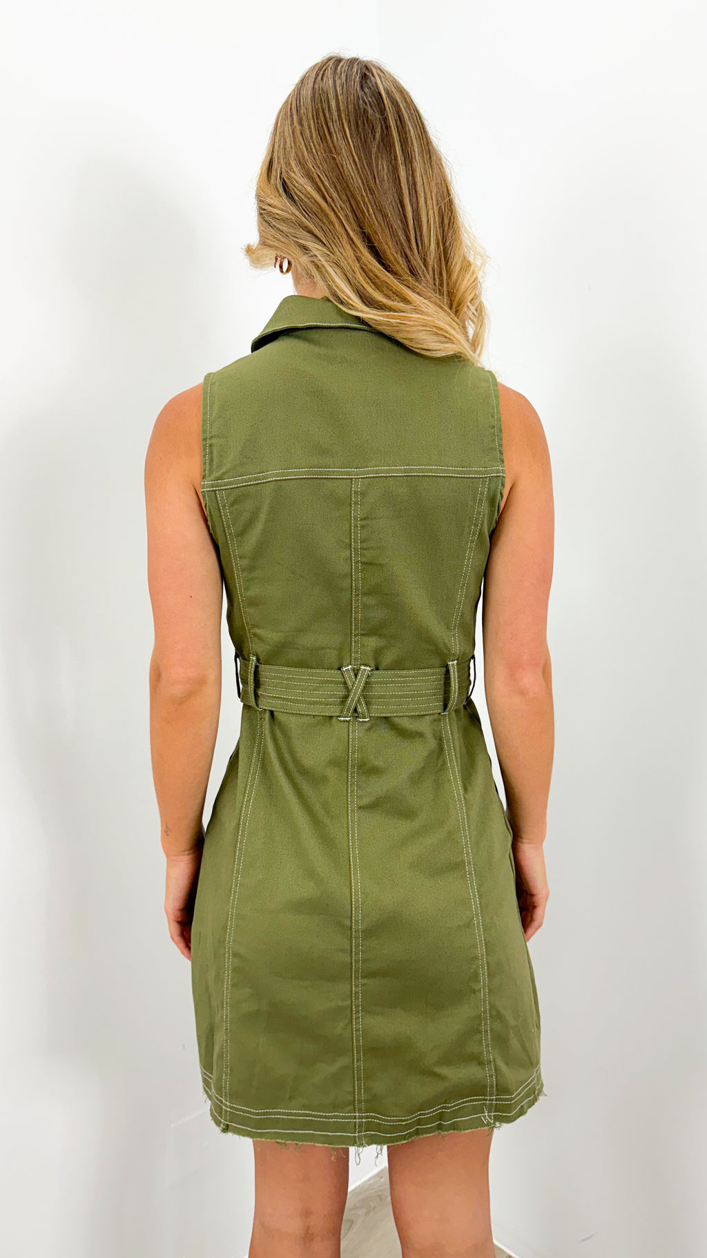ZHANE DENIM DRESS - KHAKI