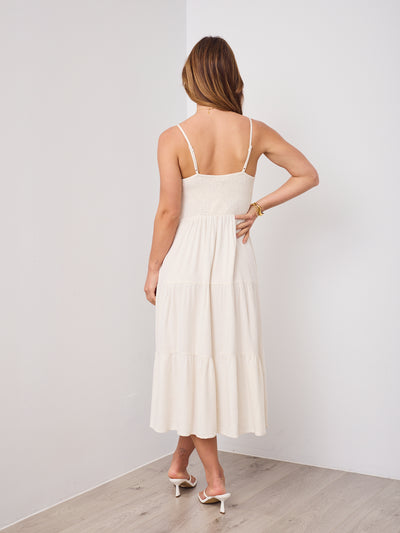ARIN LINEN DRESS - STONE