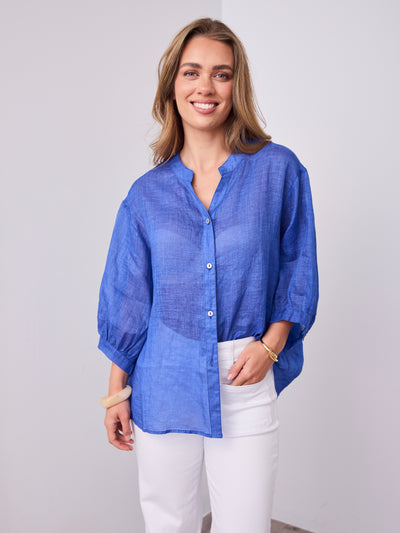CATHY LINEN SHIRT - ROYAL BLUE