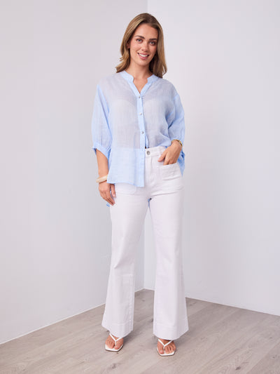 CATHY LINEN SHIRT - ICE BLUE