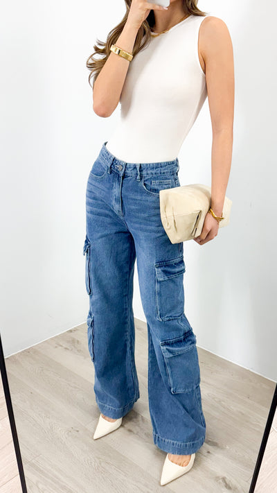 KANE CARGO DENIM JEAN - BLUE