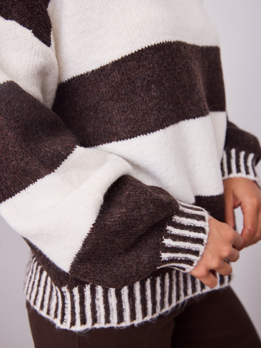 BESSIE BLOCK STRIPE KNIT - CHOCOLATE/WHITE