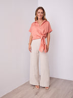COMO LINEN SHIRT - BRICK