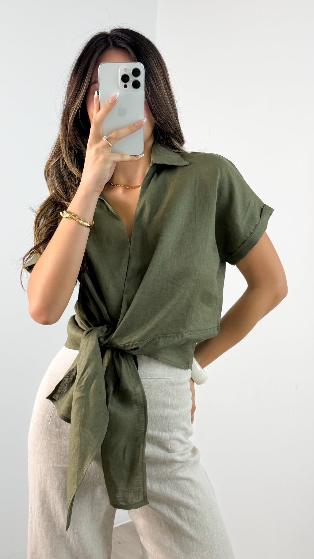 COMO LINEN SHIRT - KHAKI