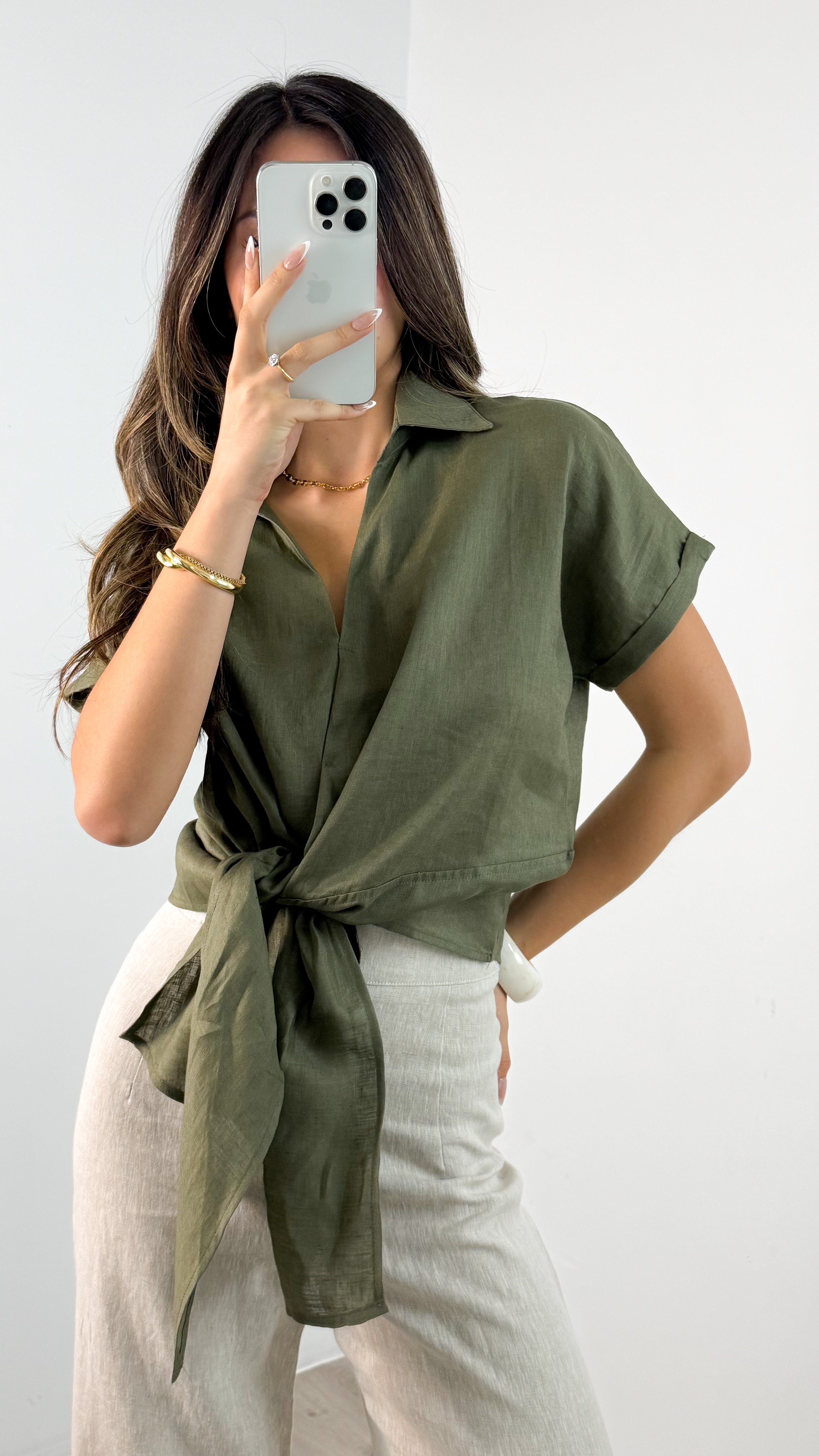 COMO LINEN SHIRT - KHAKI