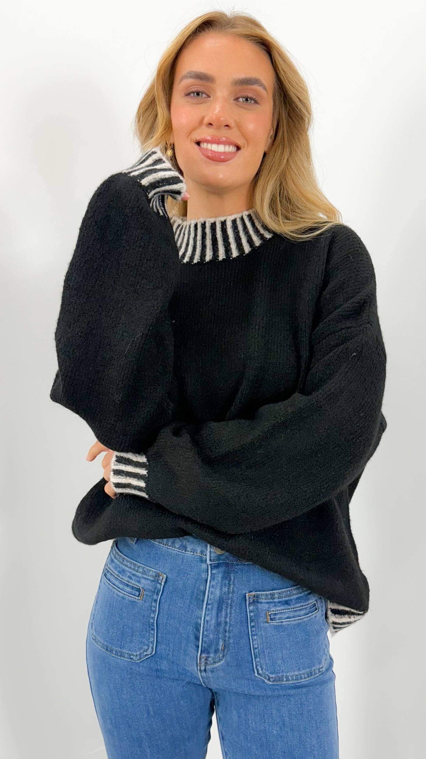 BESSIE STITCH KNIT - BLACK