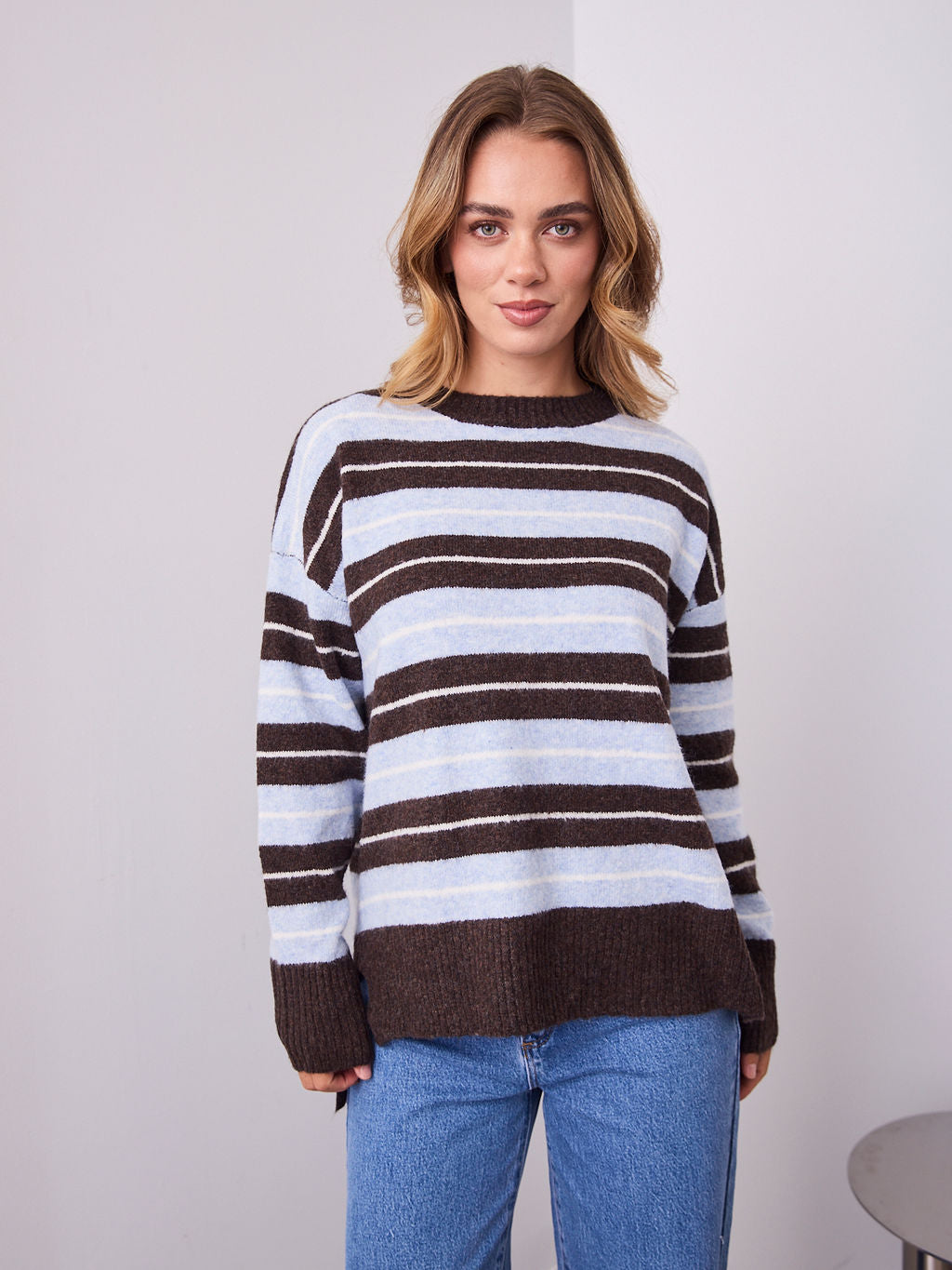 CHARLES KNIT - BLUE/CHOCOLATE