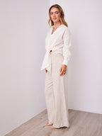 COMO LONG SLEEVE LINEN SHIRT - WHITE