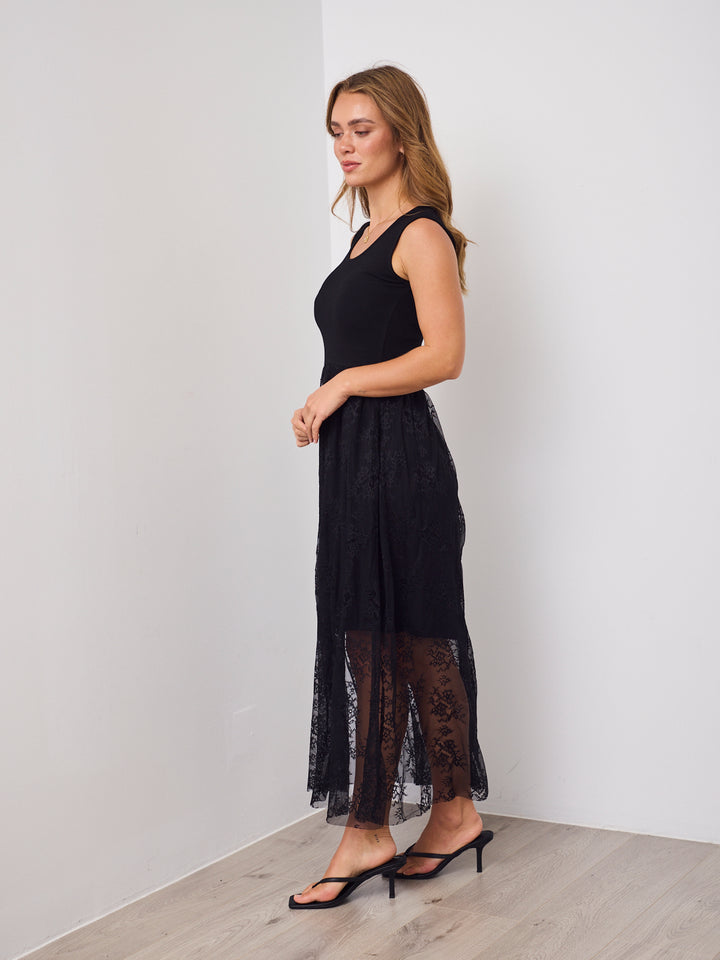 ALLISON LACE TANK DRESS -BLACK