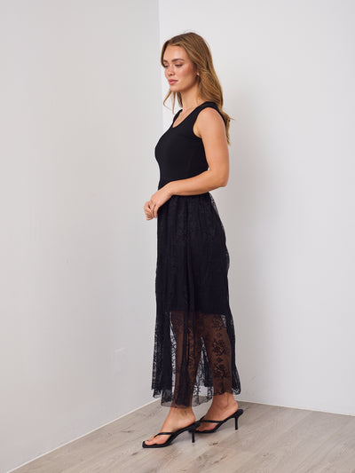 ALLISON LACE TANK DRESS -BLACK