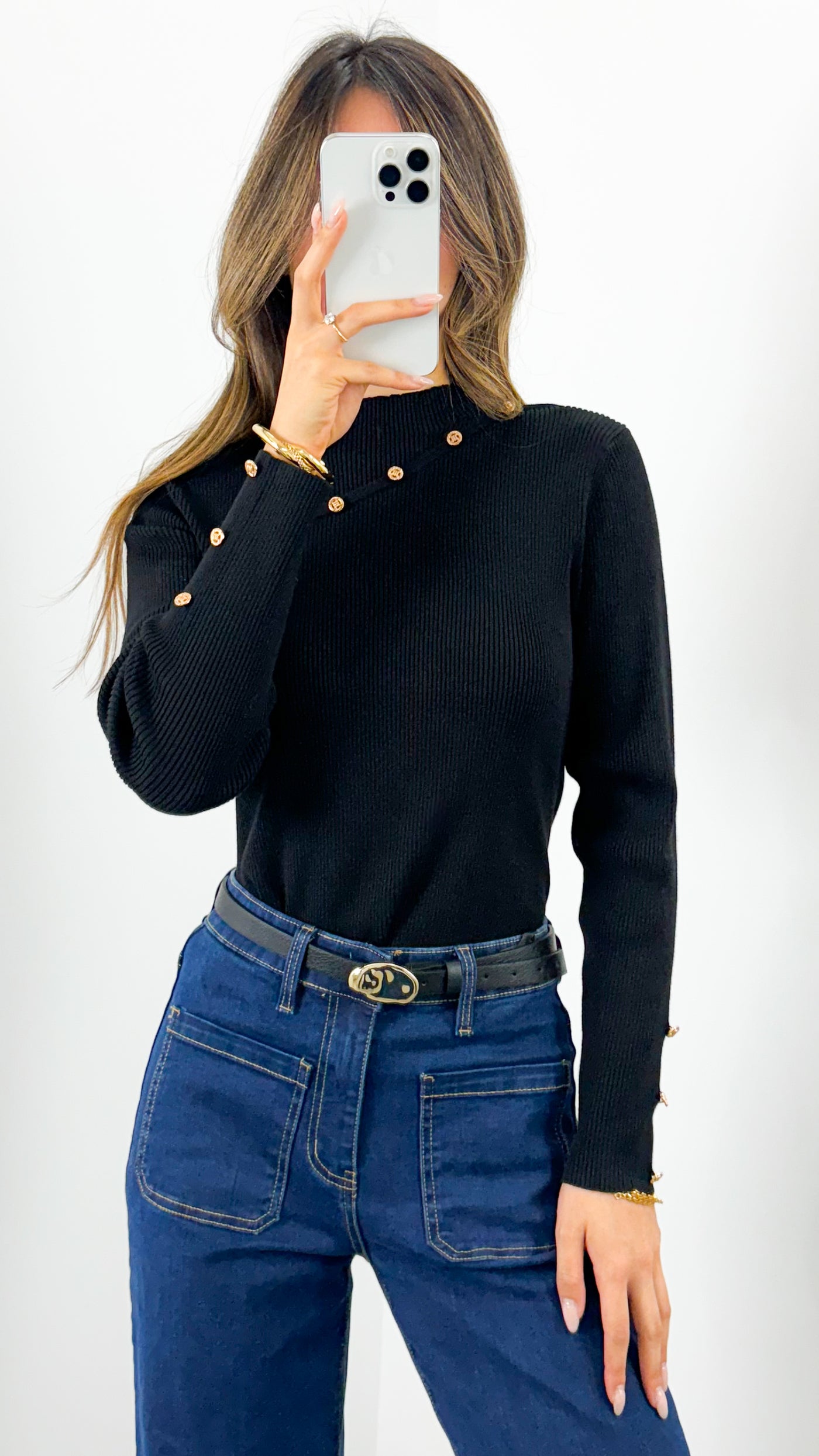 BANKS BUTTON KNIT - BLACK