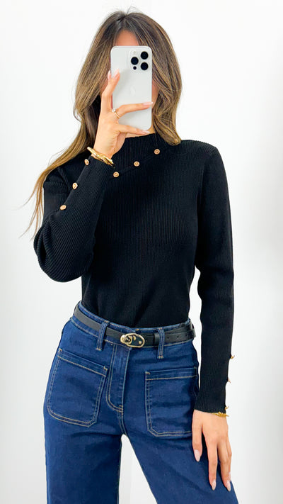 BANKS BUTTON KNIT - BLACK