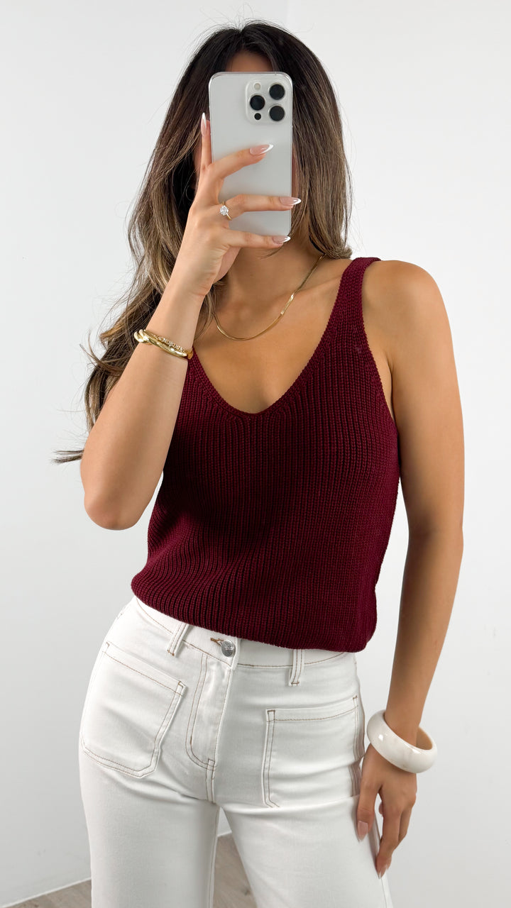 ANNIKA KNIT TANK TOP - WINE