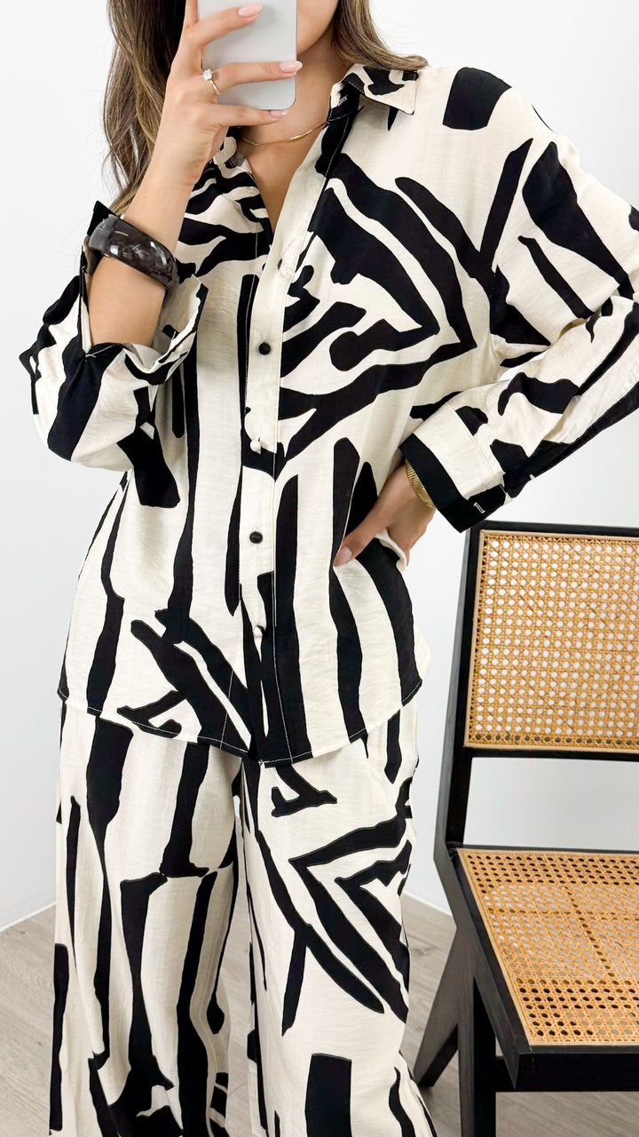 OWENS SHIRT - BEIGE/BLACK