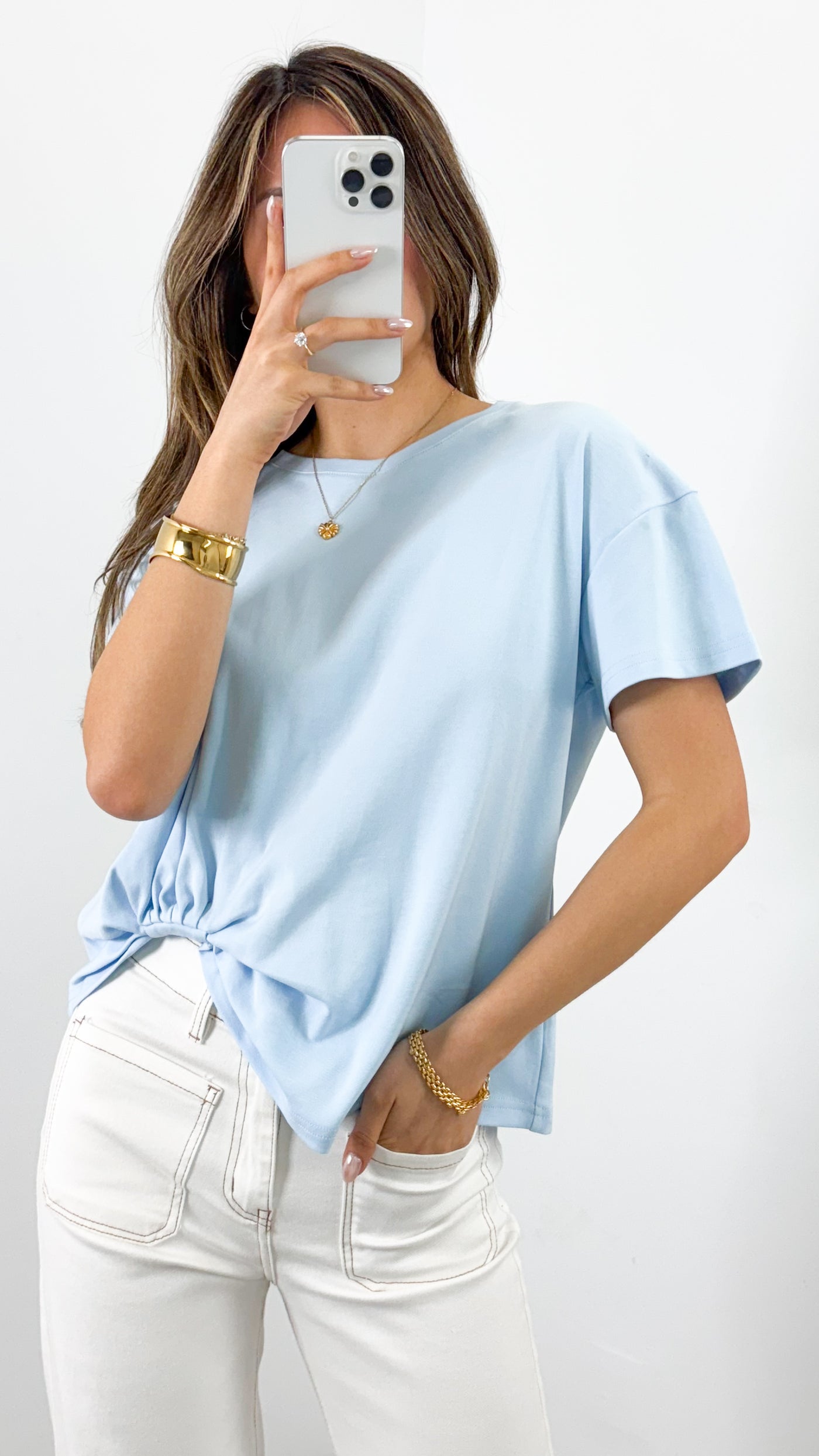ESTHER EASY TUCK TEE - BABY BLUE