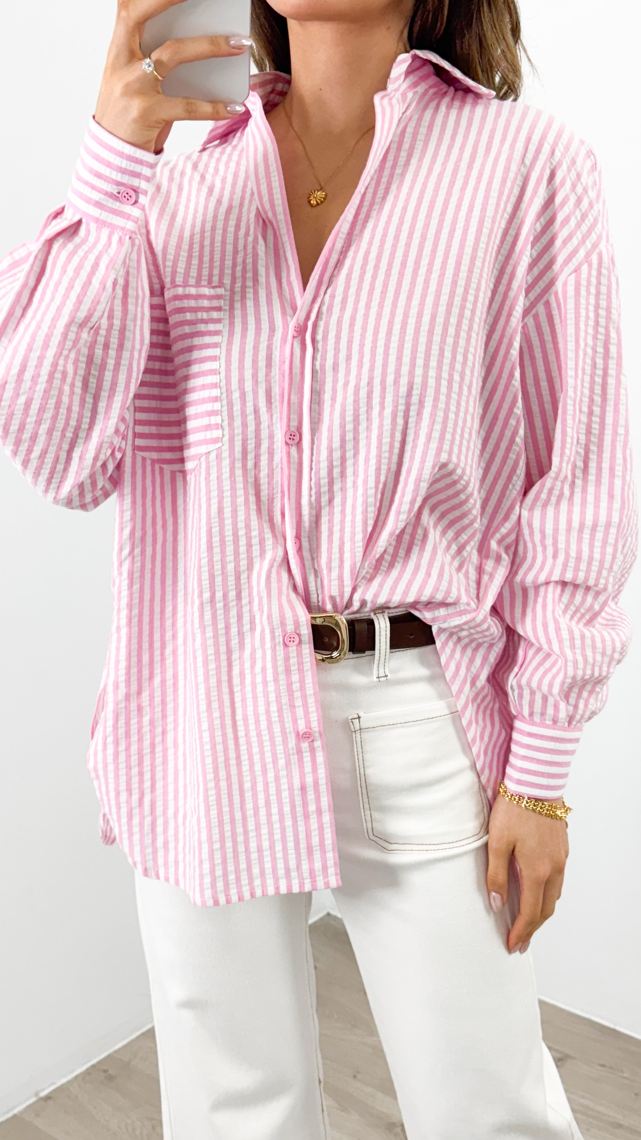THURSDAY STRIPE SHIRT - PINK