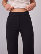 DALTON STRETCH JERSEY HIGH WAISTED STRAIGHT LEG PANT - BLACK
