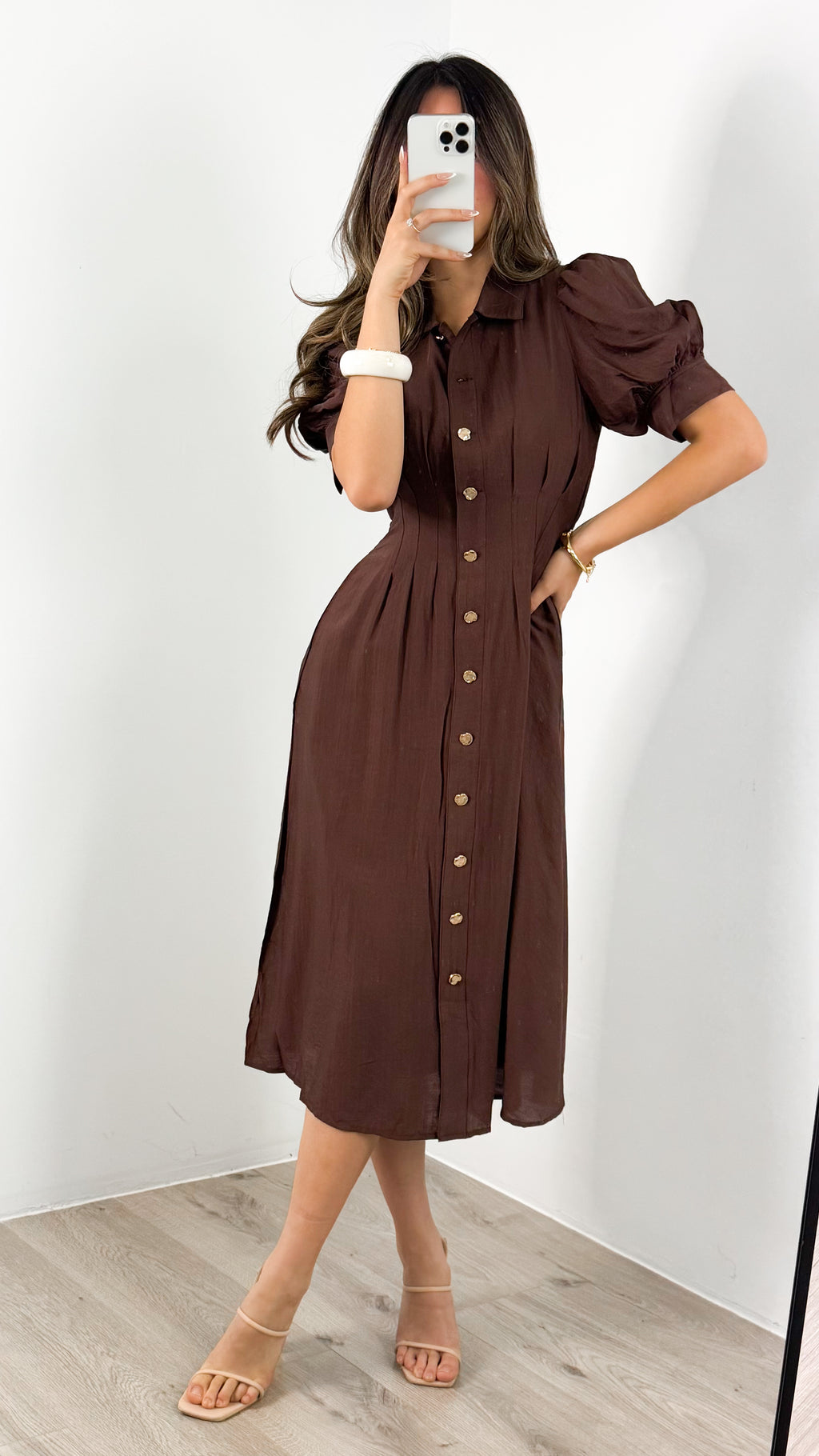 CASSANDRA DRESS - CHOCOLATE