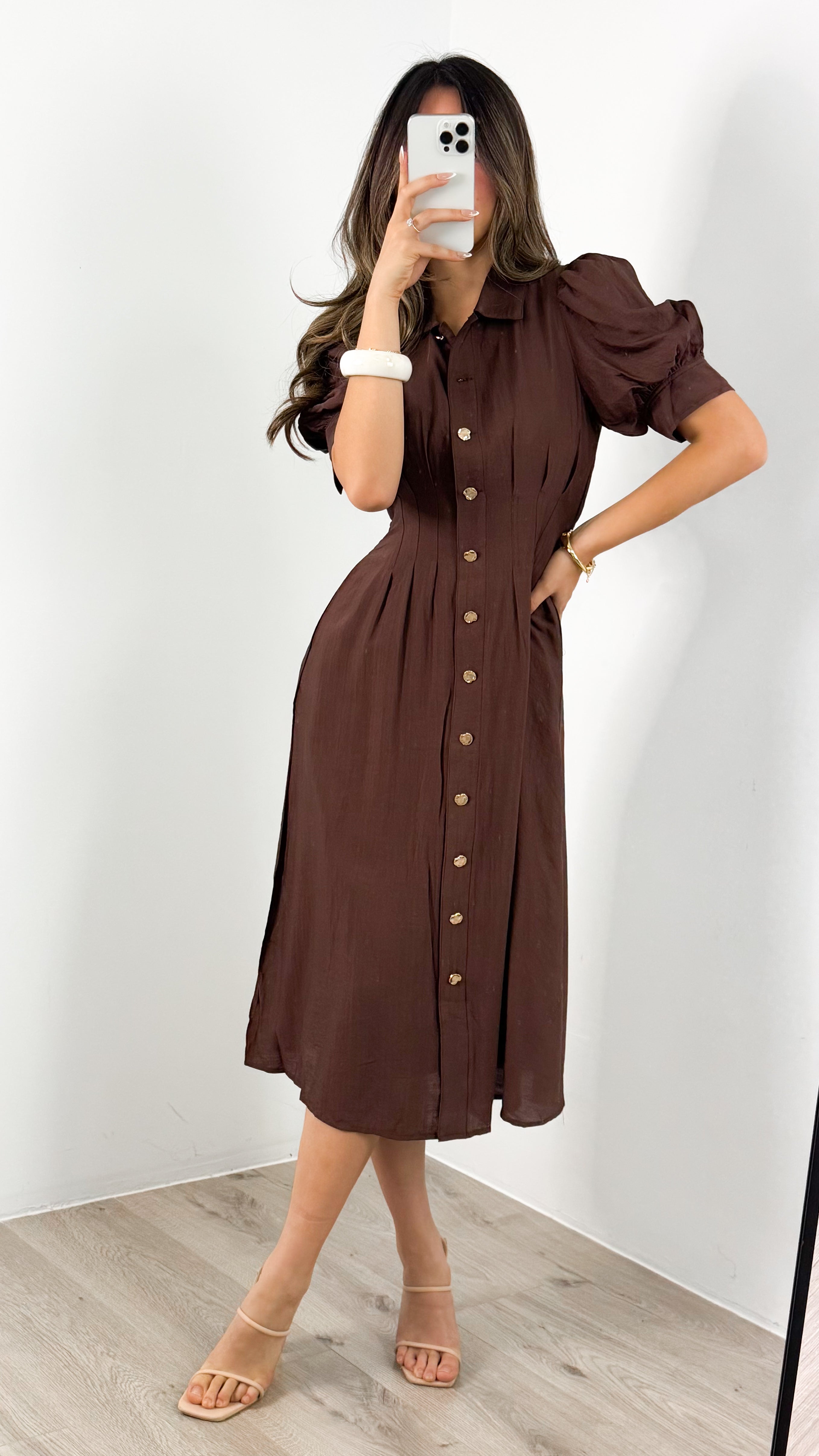 CASSANDRA DRESS - CHOCOLATE