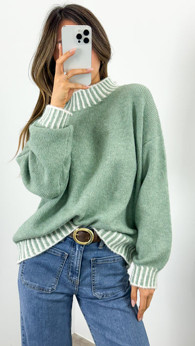 BESSIE STITCH KNIT - SAGE