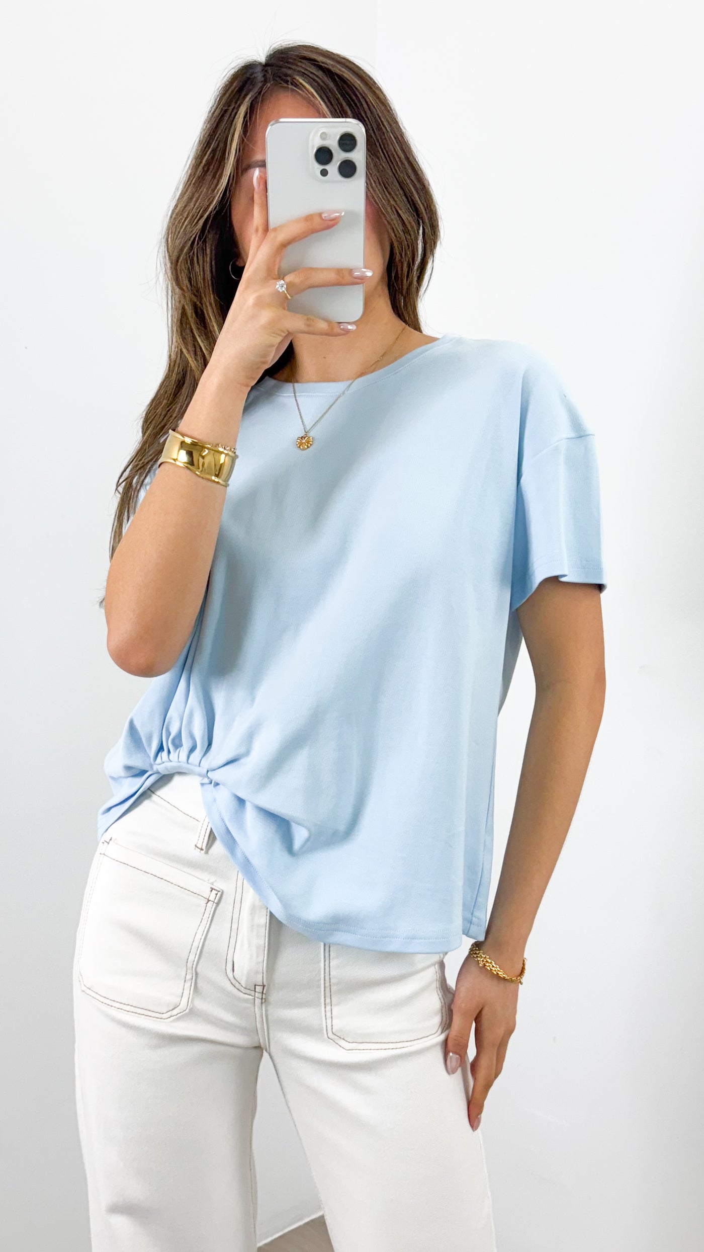 ESTHER EASY TUCK TEE - BABY BLUE