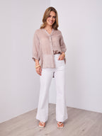 MARTA LINEN SHIRT - BISCUIT