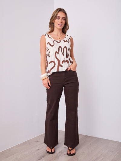 JOEY TOP - WHITE/BROWN