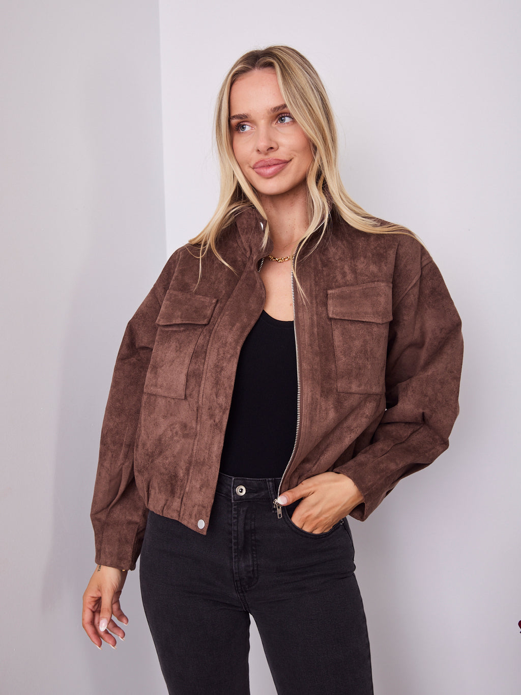 TULLY BOMBER JACKET - CHOCOLATE