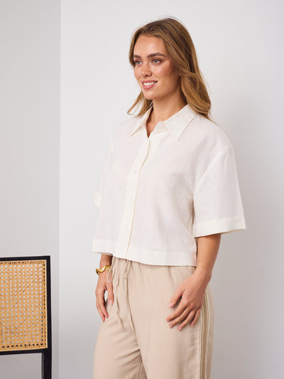 RODELL LINEN SHIRT - CREAM