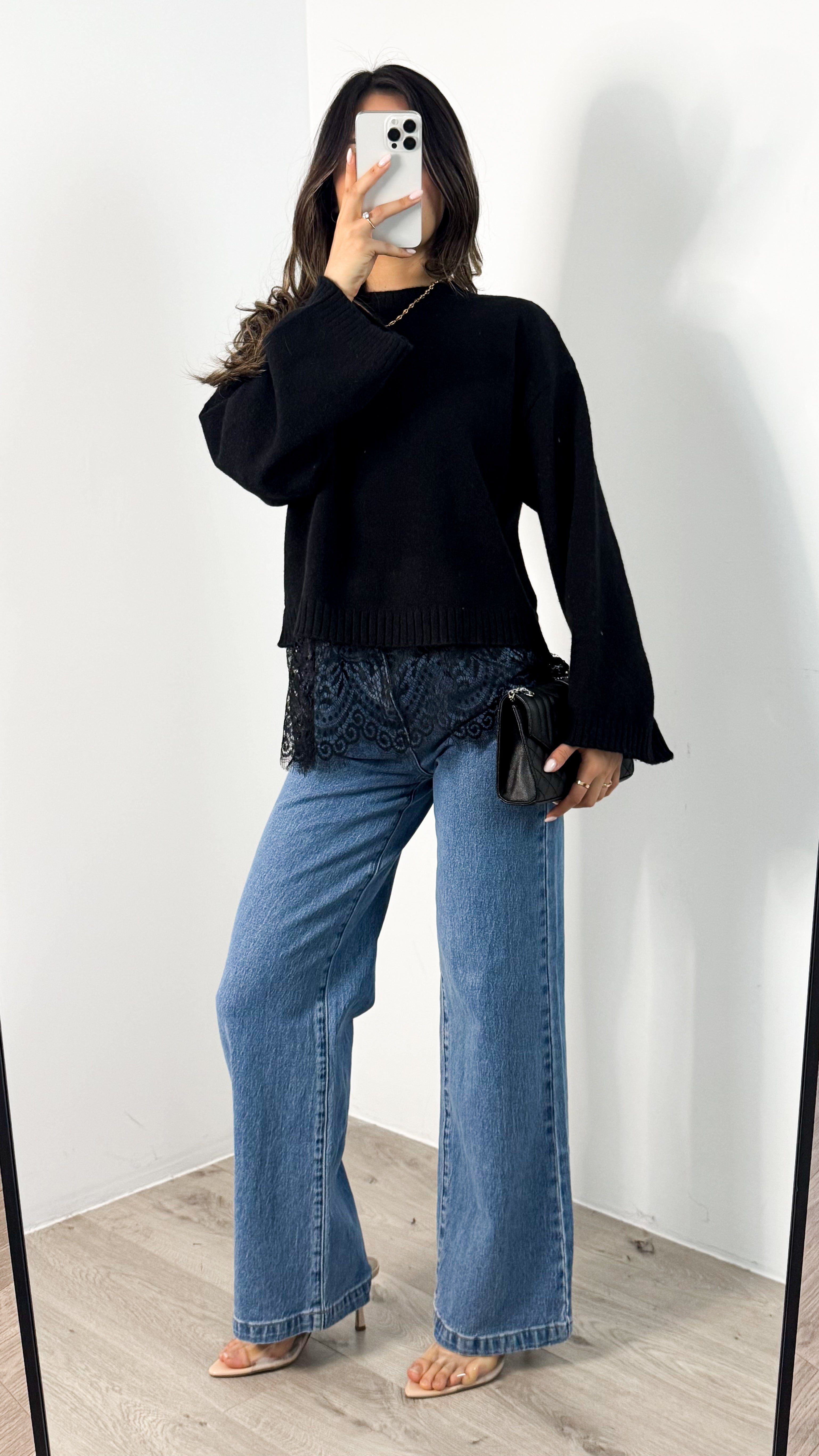 TOYA LACE KNIT - BLACK