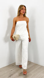 MYRA STRAPLESS TOP + PANT SET - WHITE