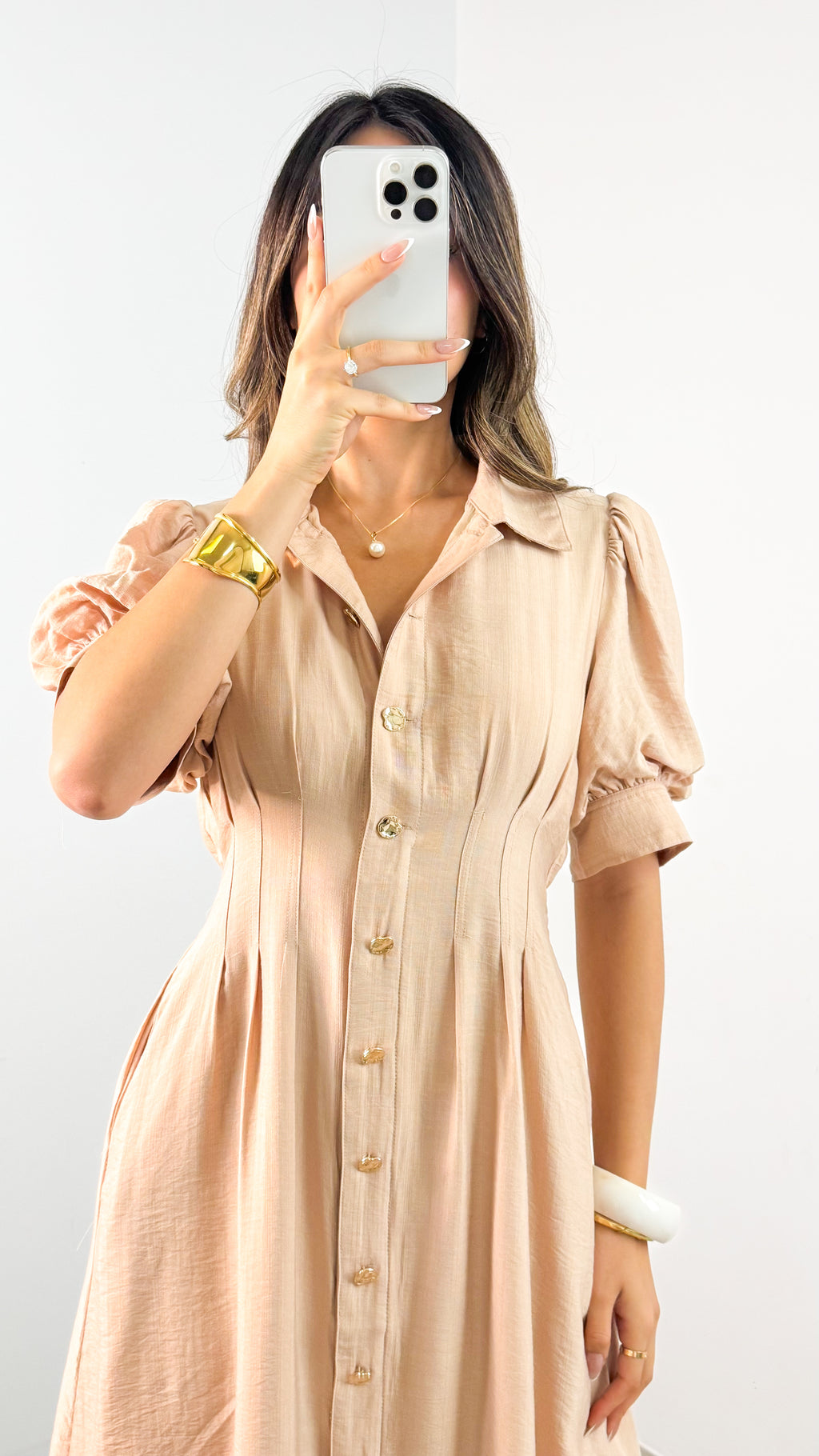 CASSANDRA DRESS - BEIGE