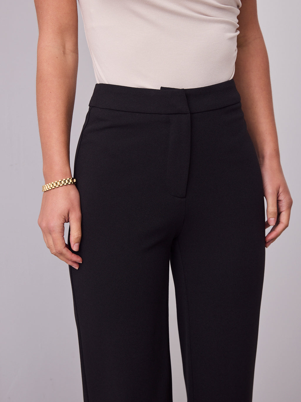 DALTON STRETCH JERSEY HIGH WAISTED STRAIGHT LEG PANT - BLACK