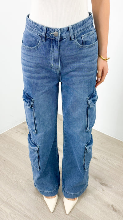 KANE CARGO DENIM JEAN - BLUE