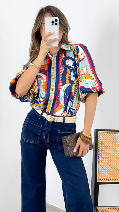 SICILY BLOUSE - NAVY