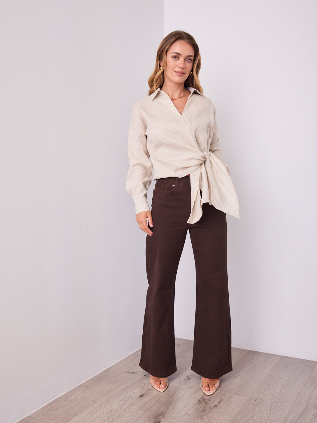 COMO LONG SLEEVE LINEN SHIRT - NATURAL