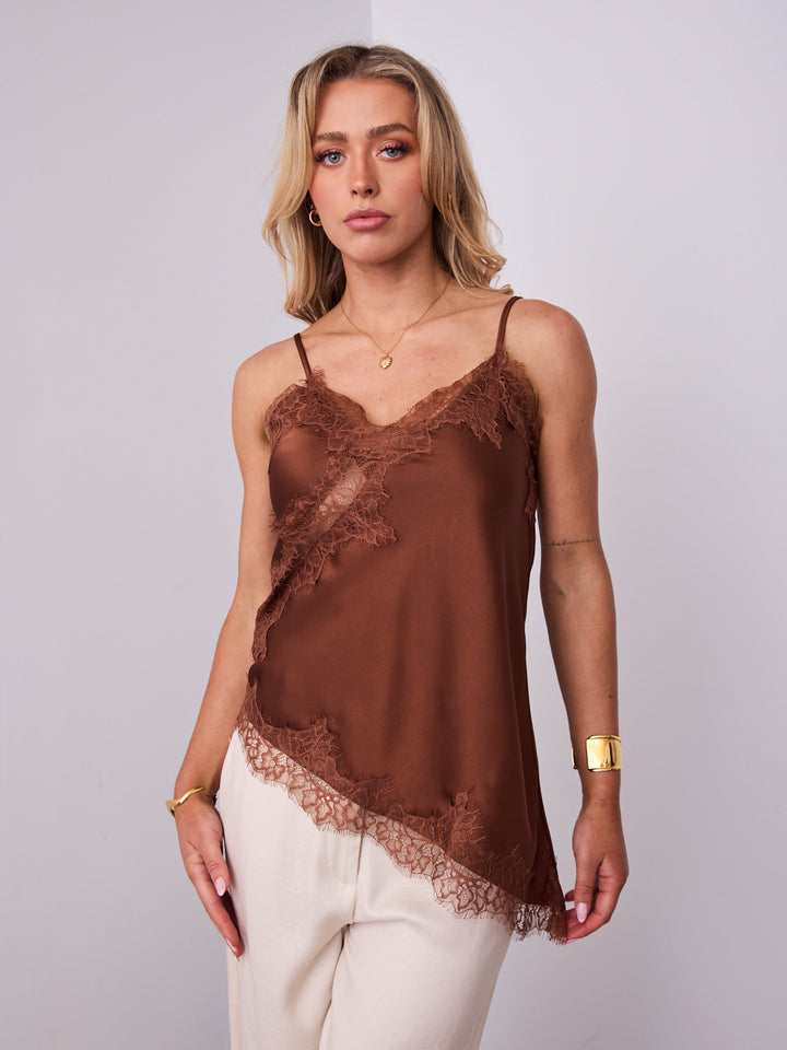 STELLA LACE CAMI - CHOCOLATE