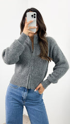 NOAH ZIP KNIT - CHARCOAL