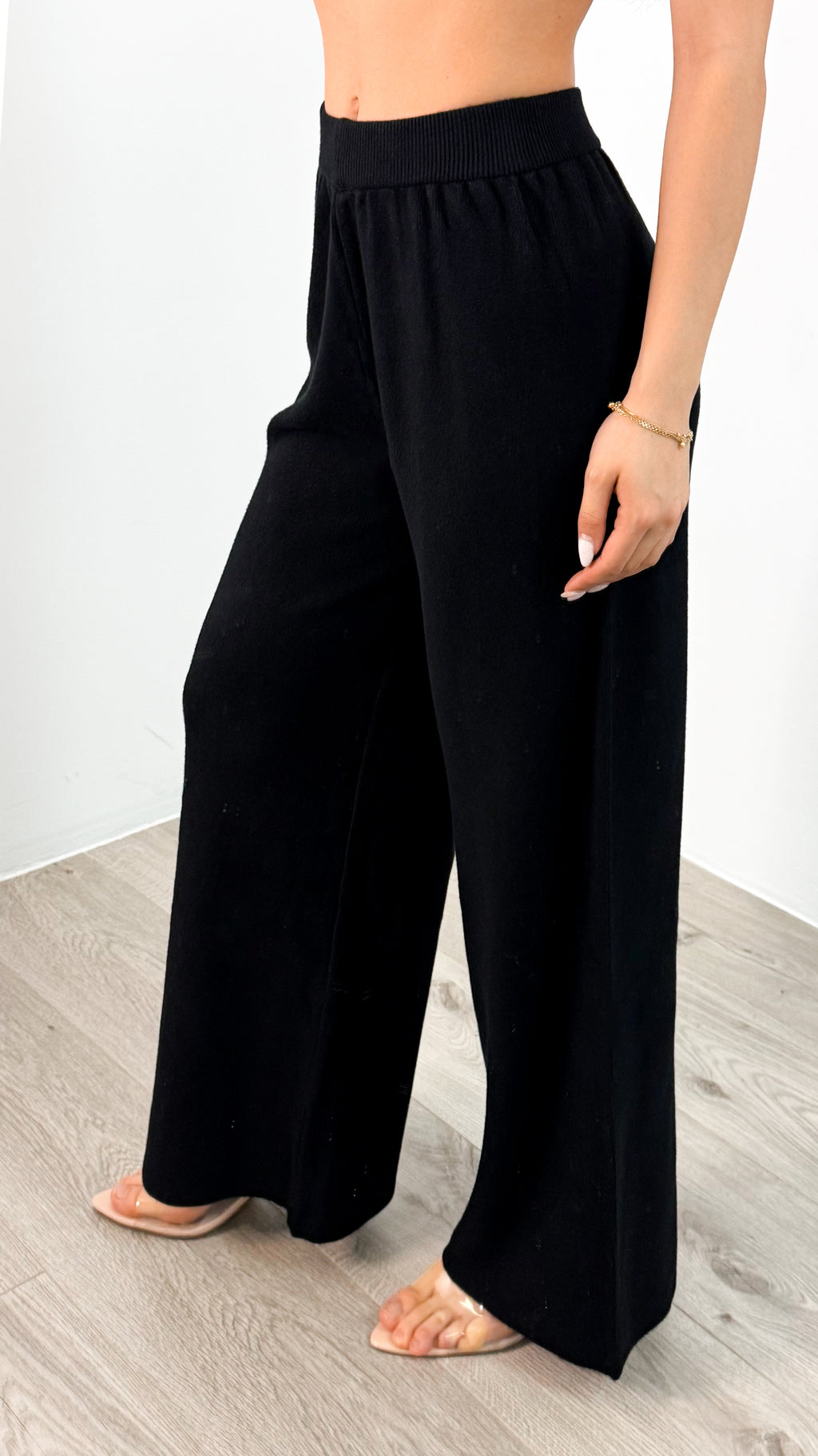 ENZA ZIP KNIT SET - BLACK