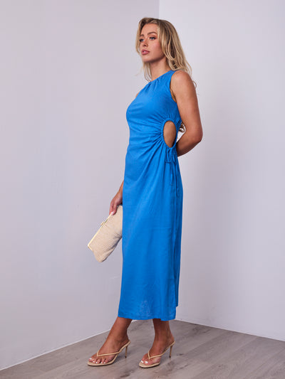 PAROS LINEN DRESS - BLUE
