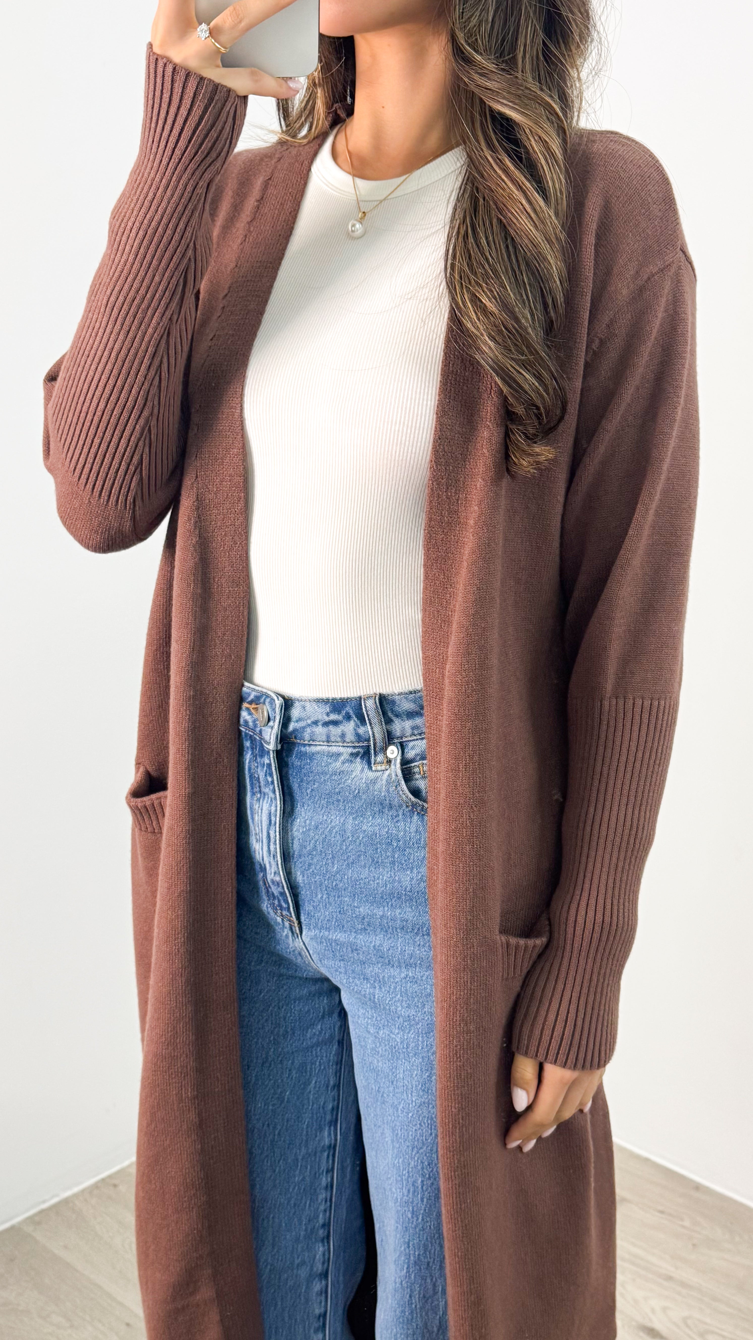 MAXWELL LONG CARDI - CHOCOLATE