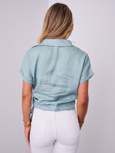 COMO LINEN SHIRT - SAGE