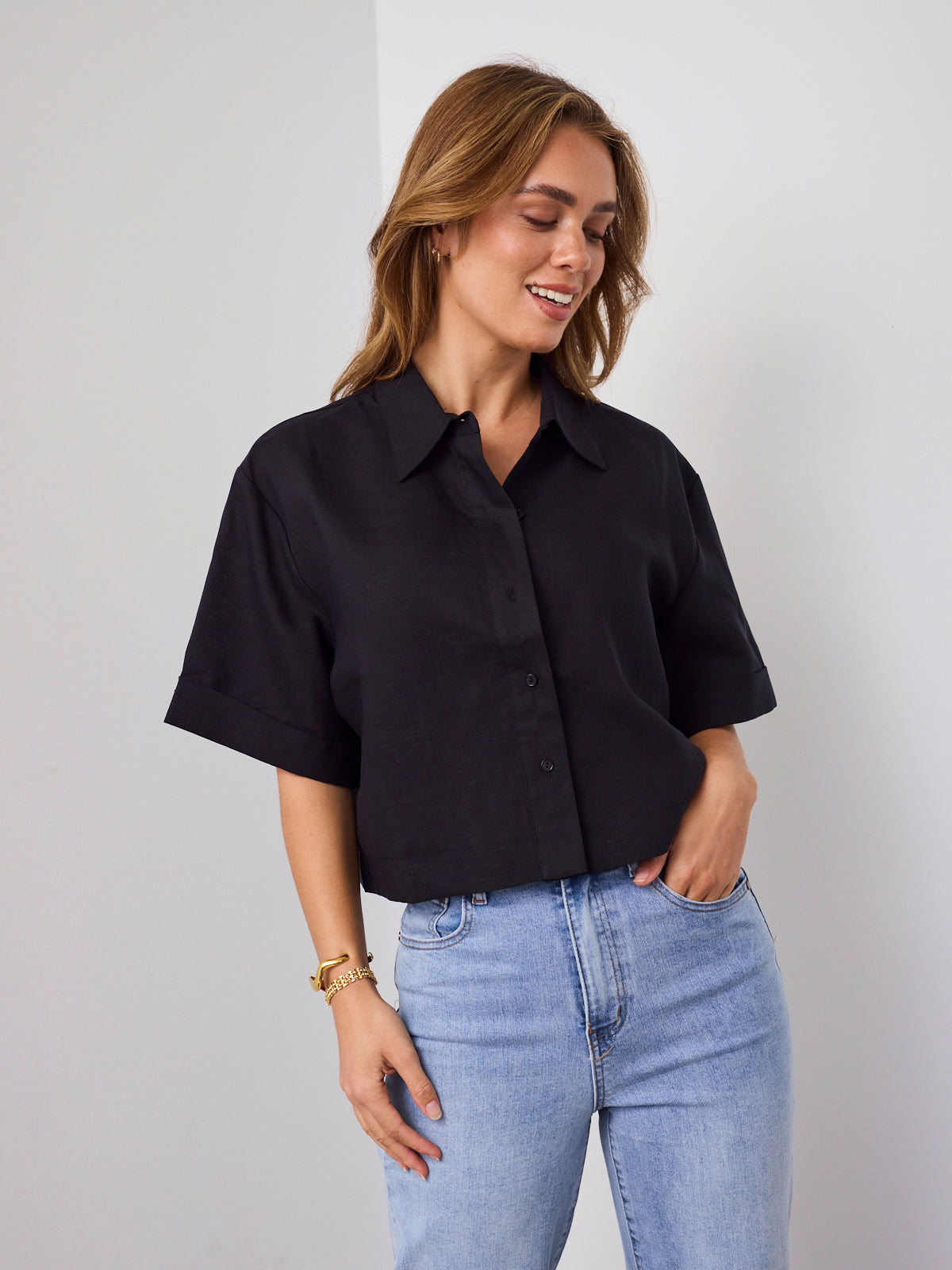 RODELL LINEN SHIRT - BLACK