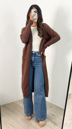 MAXWELL LONG CARDI - CHOCOLATE
